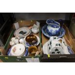 19th and early 20th century ceramics to include blue and white wares etc
