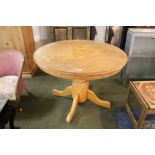 Modern oak circular pedestal table
