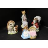 Four Beswick Beatrix Potter ornaments, Hunca Munca, Foxy Whiskered Gentleman, Timmy Tiptoes,