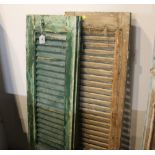 Pair of green louvre shutters, height 124 cm,