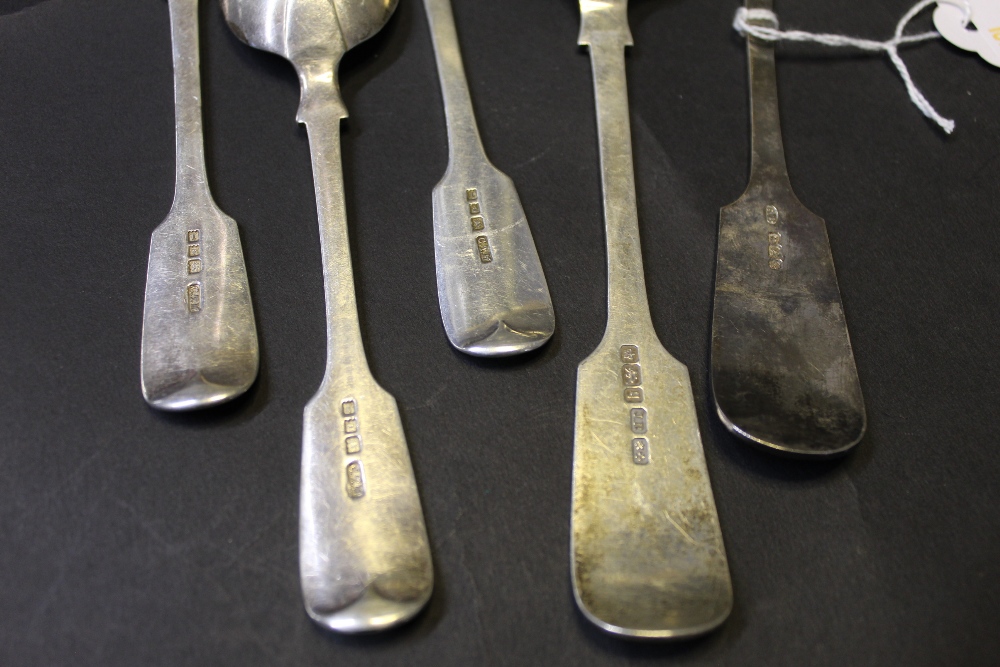 Two silver serving spoons and three silver dessert spoons - Image 2 of 2