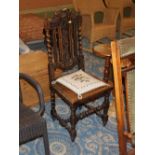 19th century oak hall chair,