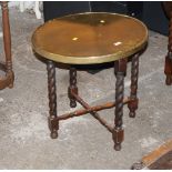 Eastern brass tray top table, 59 cm tall,