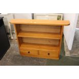 Teak bookcase with two drawers to the base, 78 cm tall, 102 cm long,