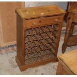 Modern pine bottle rack with drawer to top, 83 cm tall, 59 cm wide,