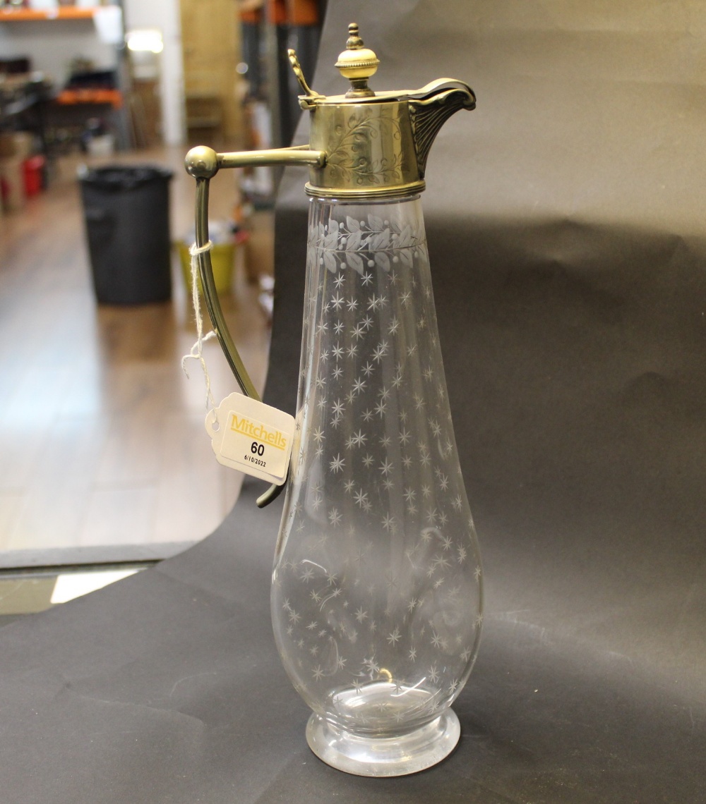 Victorian claret jug with dimpled glass body and star shaped design - Image 2 of 3