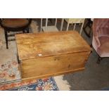 Pine rectangular bedding chest with metal carrying handles, 46 cm tall, 100 cm long,