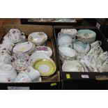 Two boxes of part tea sets and decorative tea plates