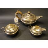 Three piece Birmingham silver Bachelor tea set