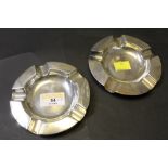 Pair of Birmingham silver ashtrays stamped Asprey's of London