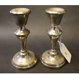 Pair of Birmingham silver candlesticks, height 11.