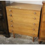 Mid century five drawer chest of drawers, 98 cm tall,