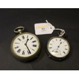 Two pocket watches, one silver cased, the other marked to back and face G.I.P.