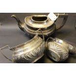 Three piece silver tea service,