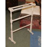 Shabby chic white painted wooden towel rail