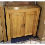 Modern oak two door cupboard, 88 cm tall, 83 cm wide,