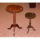 Stained wooden tripod table and small oak tripod table