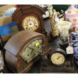 Mantle clock in form of a golfer and two early 20th century mantle clocks