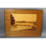 A pair of marquetry foxhunting scenes titled to the rear No. 61 Huntsman and No.