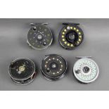 Five trout fly reels, to include an Airflow C8, 3 1/2", Rimfly 2, JW Young & Sons Condex etc.