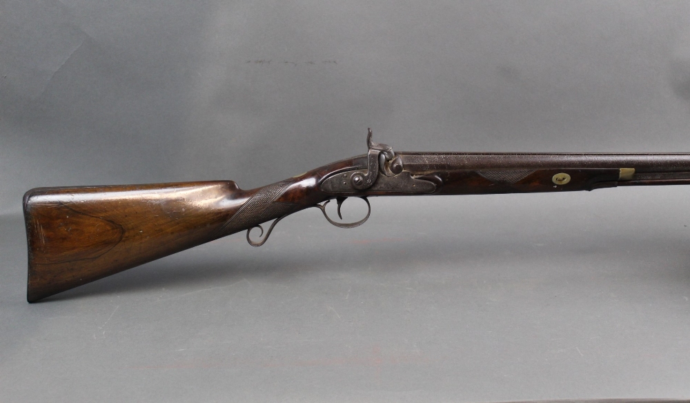 A percussion single barrelled muzzle loading sporting gun, with a 19" barrel with flat rib, - Bild 2 aus 4