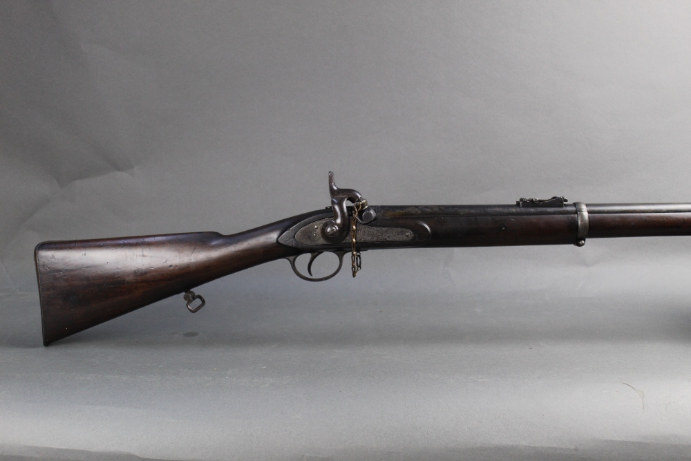 Cooper & Goodman, a two band cal 577 muzzle loading percussion rifle, overall length +/- 48".