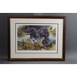 Mick Cawston, a signed limited edition print with Setters, Woodcock, Pheasant etc. No. 378/500.