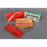 Sixty seven 308 Winchester rifle cartridges, to include RWS, Federal and Norma.