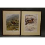 Roger McPhail, four prints (3 signed) depicting Red Stag, Fox, Hare and Rabbit.