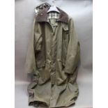 A Barbour Burghley waxed jacket with hood +/- Size XL.