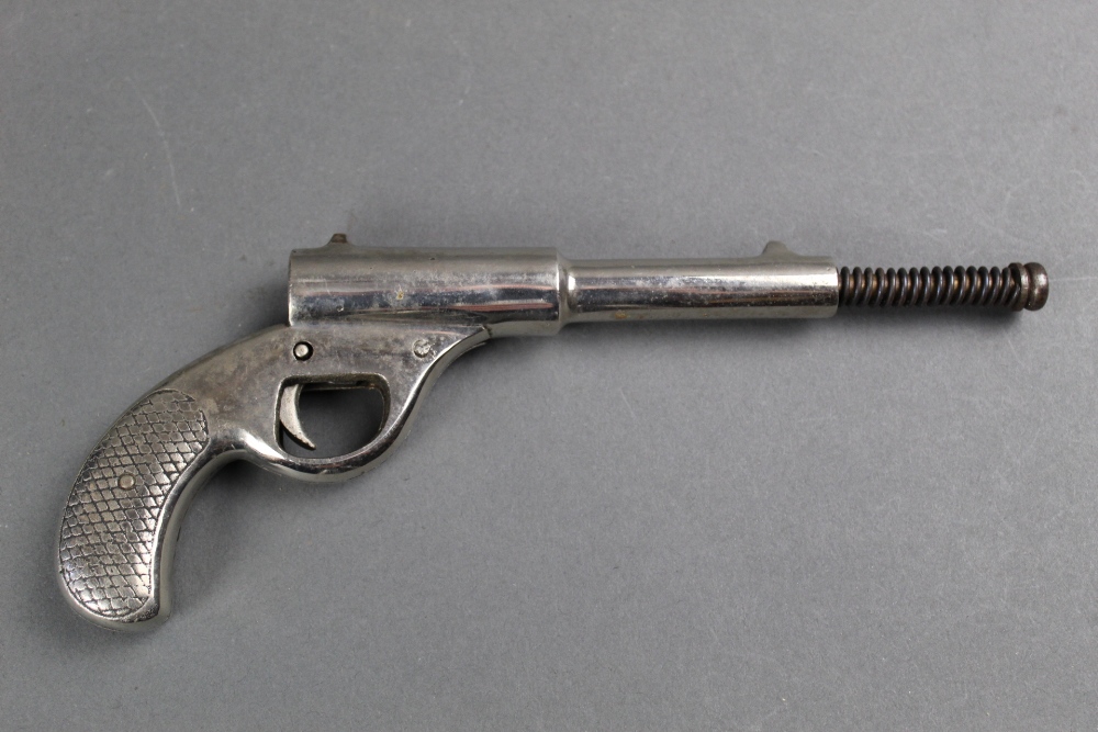 Dolla air pistol in the manner of a gat, advertised from 1890-1939, nickel plated. - Image 2 of 2