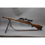 WITHDRAWN - A BSA cal 243 bolt action rifle, with a full length Stutzen stock,