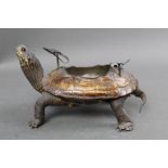 Taxidermy - A late Victorian Terrapin ashtray, with raised head. Height 8.5 cm, length +/- 15 cm.
