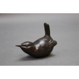 Alan Glasby OBE, a bronze Wren, height to the tip of the tail +/- 5 cm, length +/- 7 cm,
