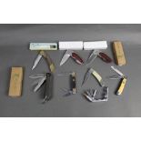 Eight folding pocket knives, multi tools etc. by Elkridge etc. SALES TO OVER 18'S ONLY.