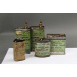 Five vintage containers of Youngs 303 gun cleaner.