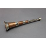 Khohler & Son a copper silver plated banded hunting horn marked Khohler & Son Makers 116 Victoria