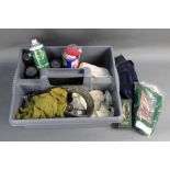 A box lot of cleaning equipment, to include gloves, universal sportsman's cloth, shotgun patches,