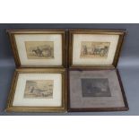 Four foxhunting and shooting engravings.