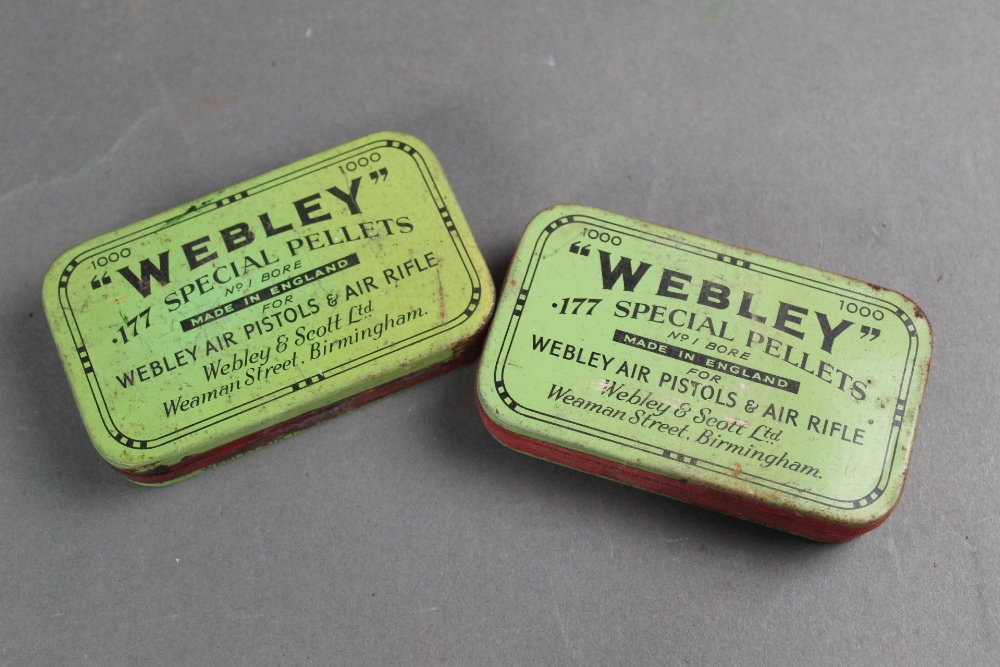 Two tins of Webley cal 22 special air rifle pellets No 1 bore cal 177, sealed.
