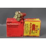 Thirty seven Eley Alphamax paper 12 bore shotgun cartridges,
