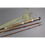 Foster Bros Ashbourne Derbyshire, a split cane trout fly rod labelled The Perfect,
