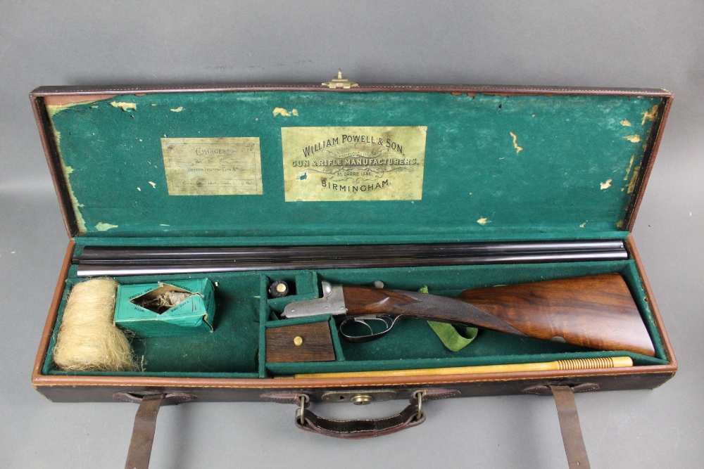 William Powell & Son, a 20 bore side by side shotgun, with 28" barrels, 3/4 and 1/4 chokes,