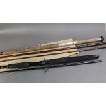 Two rods, a Master Spin spinning rod in two sections, 8',