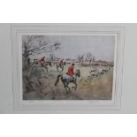 Henry Wilkinson, a signed limited edition engraving of a fox hunt 27/200, 24 x 34 cm,