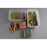 A quantity of Eley Almac metallic 410 cartridges, paper cased 20 bore cartridges, various Rimfire,