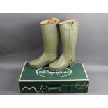 A pair of Les Chameau new leather lined wellington boots, Size 8.