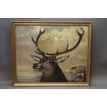 A Victorian oil painting on canvas of a Red Stag,