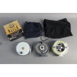 Three trout fly reels, a Brytec 3 3/4",