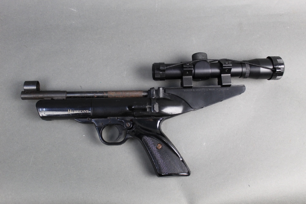 A Webley & Scott Hurricane cal 22 over lever air pistol, fitted with a SMK 2 x 20 pistol scope, - Bild 2 aus 3